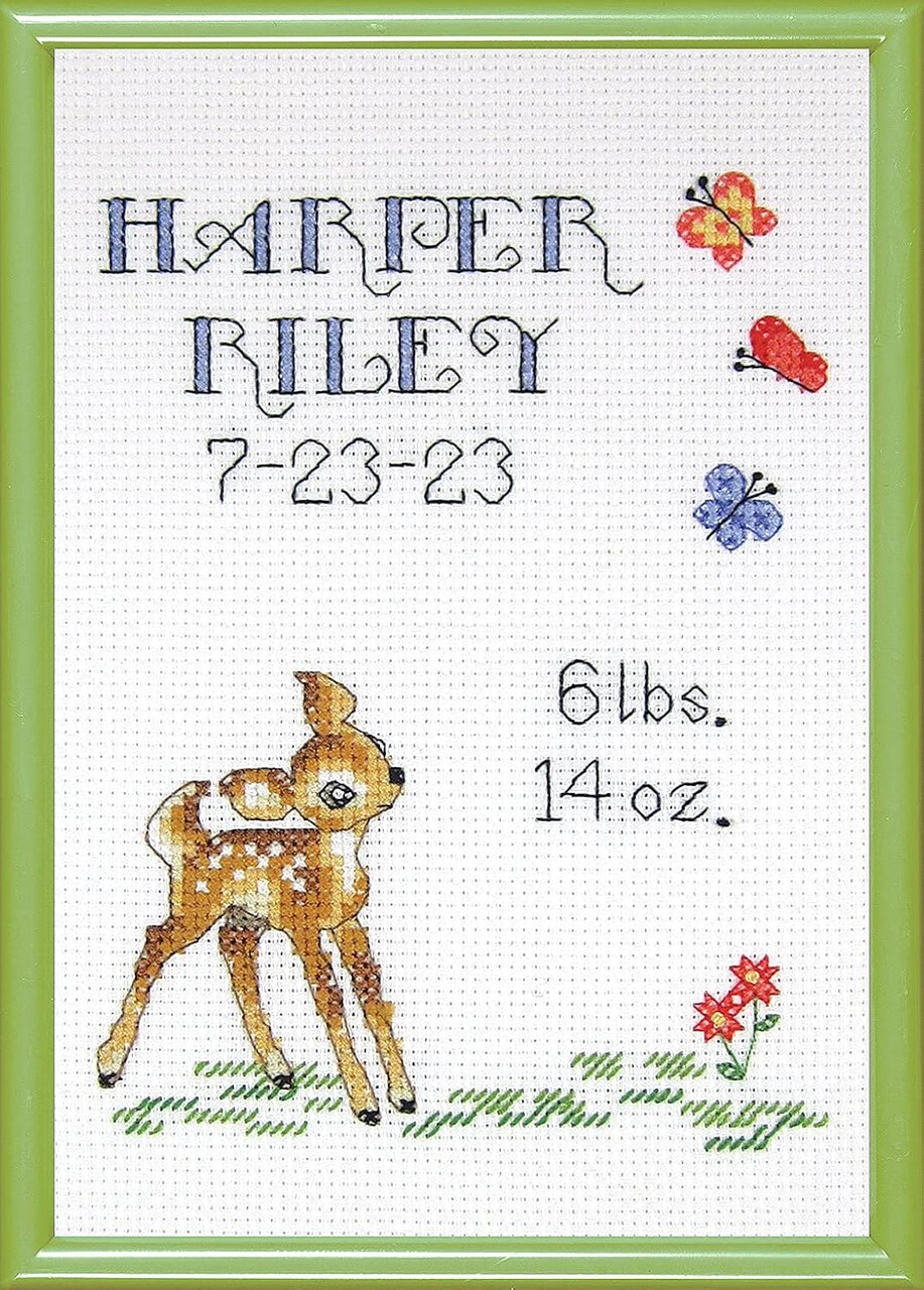 Tobin Janlynn Counted Cross Stitch Kit – Multicolor on White, 14CT Cotton, 5×7", DIY Embroidery with Personalization